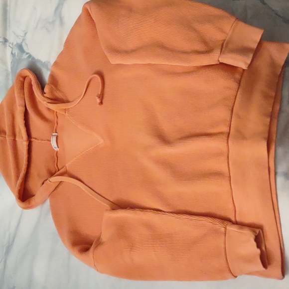 Free People Movement Orange Waffle Hoodie Size Small - Picture 4 of 6